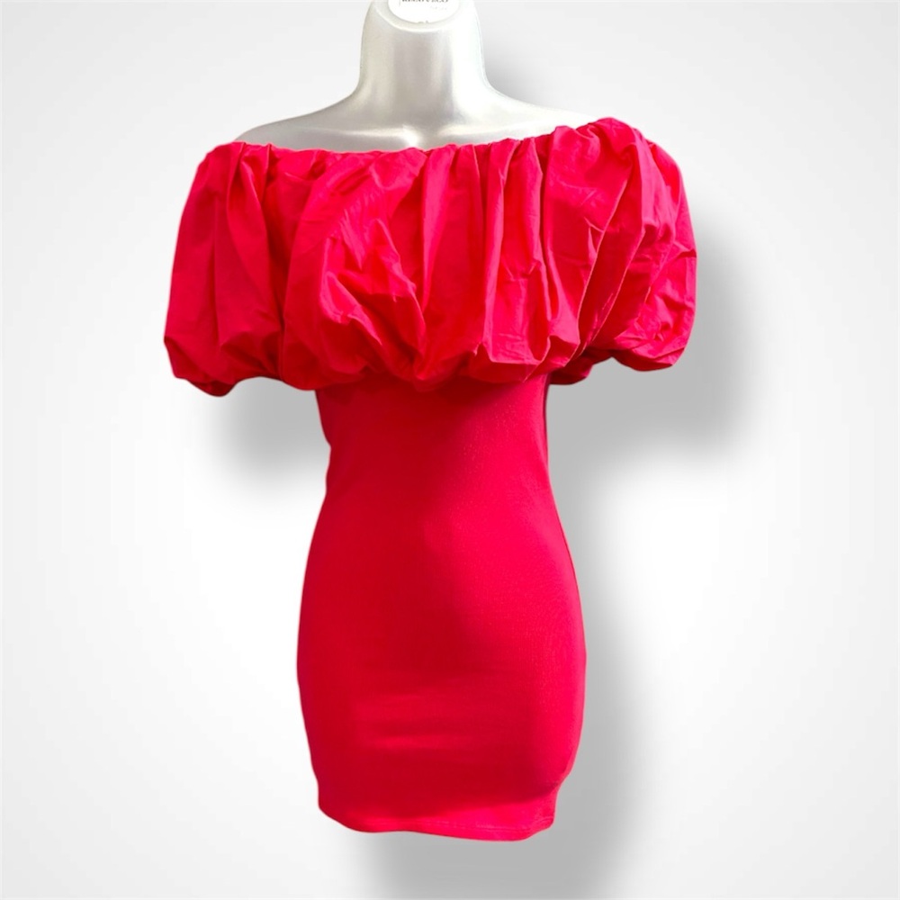 NWT - Zara Vibrant Red Off-Shoulder Mini Dress